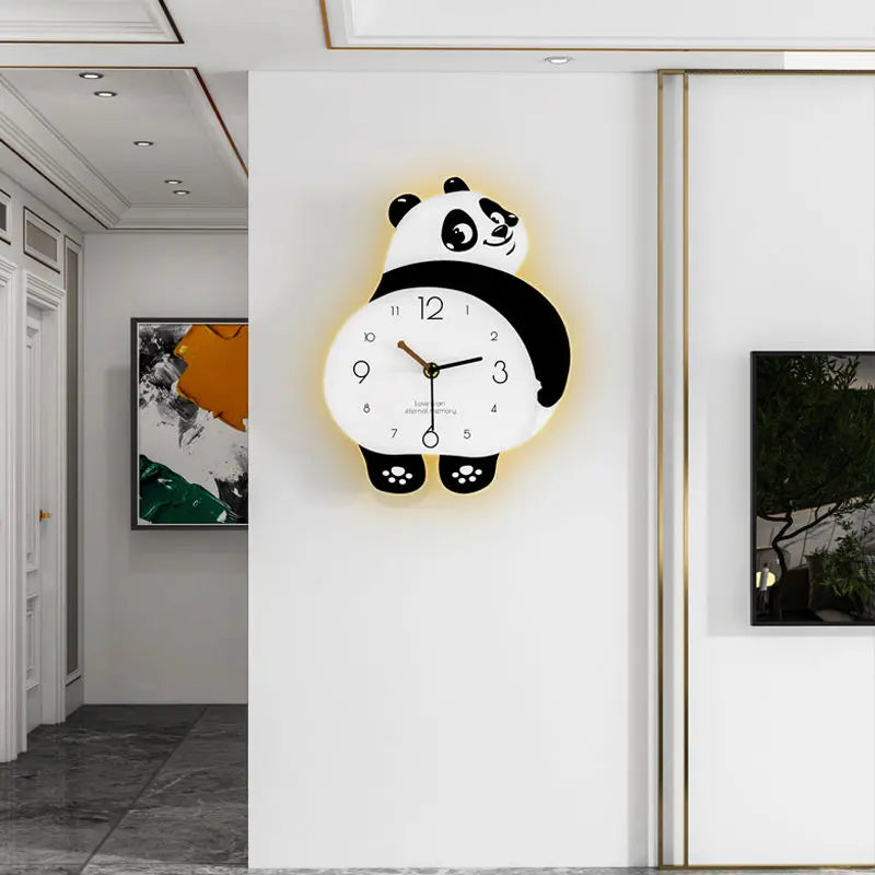 Home Decor Wall Clocks 2025 new creative panda living room mute wall clock simple modern wall hanging decorative clock watch