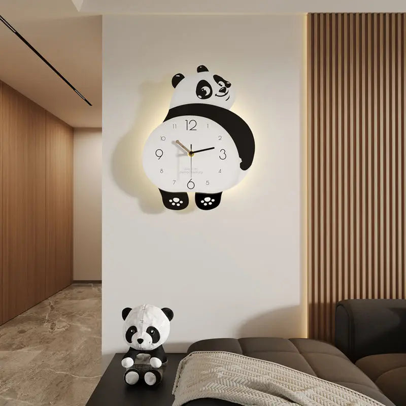 Home Decor Wall Clocks 2025 new creative panda living room mute wall clock simple modern wall hanging decorative clock watch
