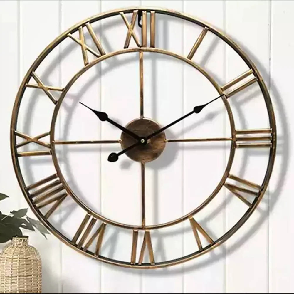 3D Roman Numerals Clock Iron Art Wall Hanging Clock Time Display Metal Silent Clock Room Arrangement Wall Ornament Home Decor